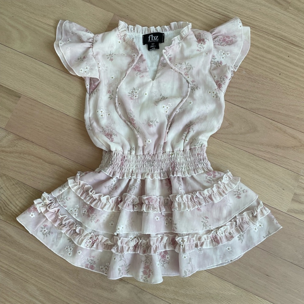 Flowers by Zoe FBZ pink white floral Easter spring dress - LIKE NEW! Size 3T